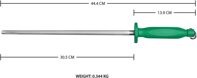 Kitchen Master 12 Inch Stainless Steel Sharpening Steel (Green) | Professional Honing Rod - Image 2